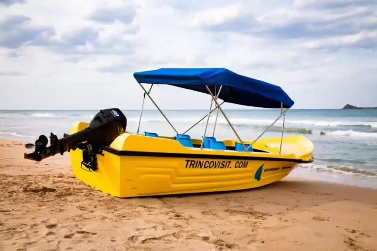 Yellow boat and engine